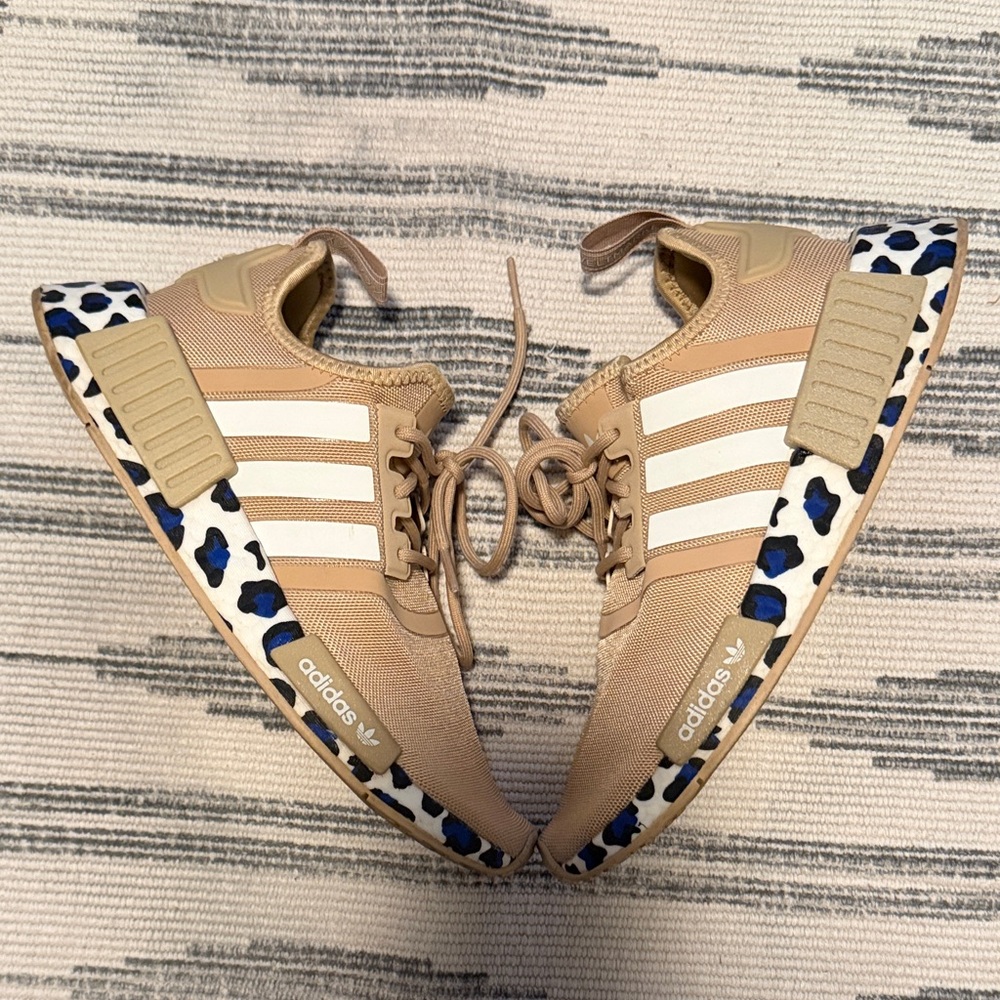 Adidas Beige Sneakers with Blue and White Details